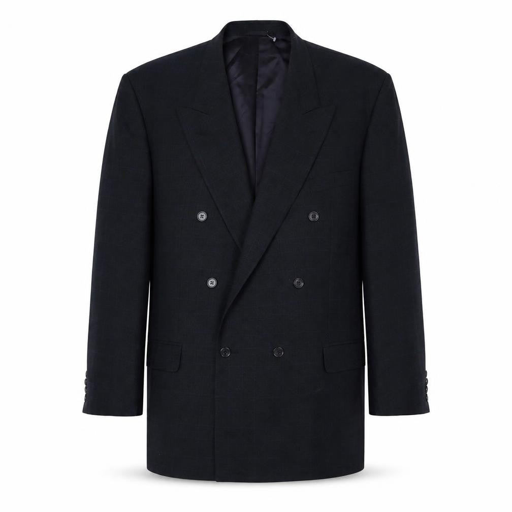 Front view of James Barry Men's Blue Check Blazer, size 48R, Formal