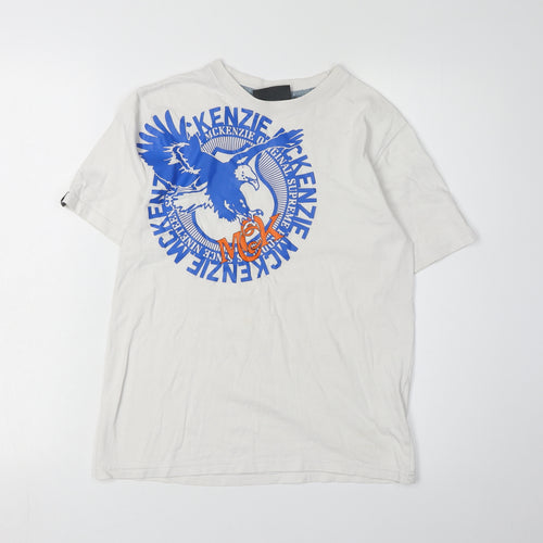 McKenzie Boys White Graphic Print T-Shirt M