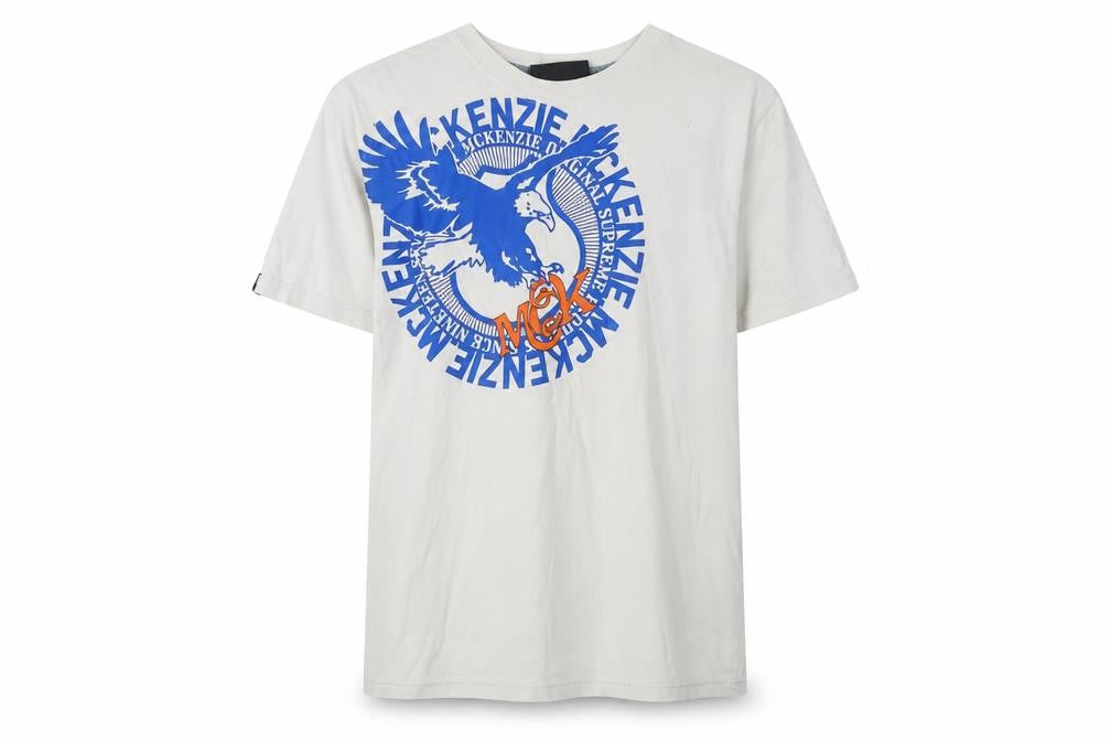 Front view of McKenzie boys’ white graphic print t-shirt m