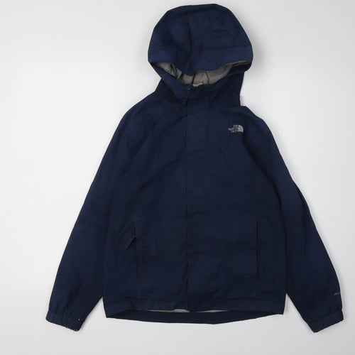 The North Face Boys Blue Rain Coat M - Waterproof Spring Autumn