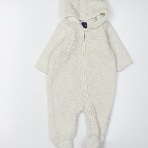 babyGap Unisex Ivory Babygrow 3-6 Months, Fleece, Hooded