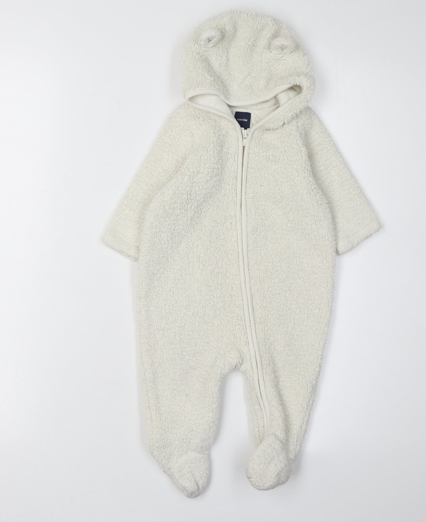 babyGap Unisex Ivory Babygrow 3-6 Months, Fleece, Hooded