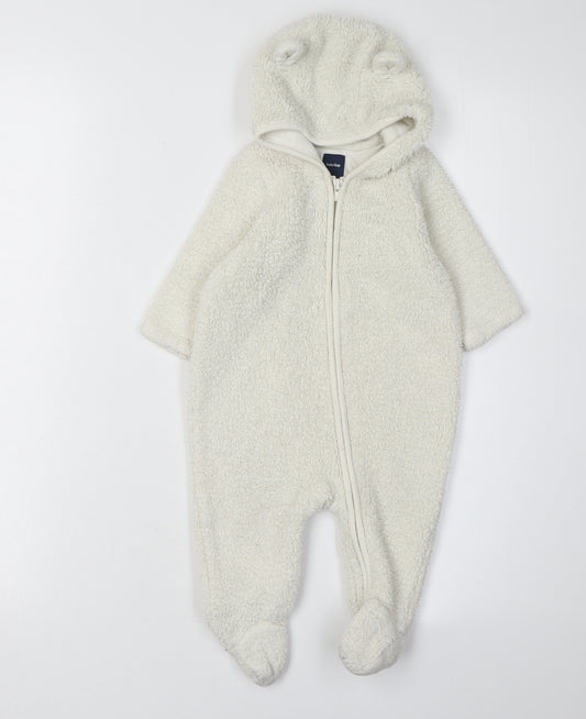 babyGap Unisex Ivory Babygrow 3-6 Months, Fleece, Hooded