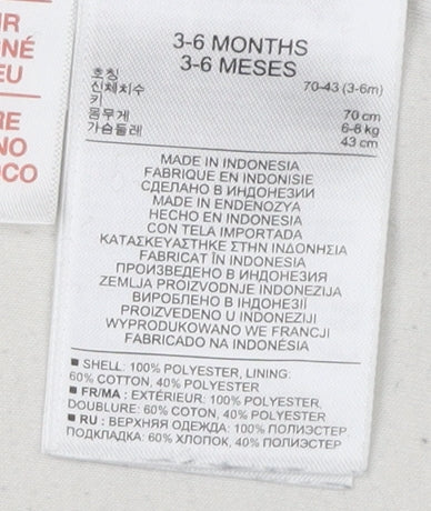 babyGap Unisex Ivory Babygrow 3-6 Months, Fleece, Hooded