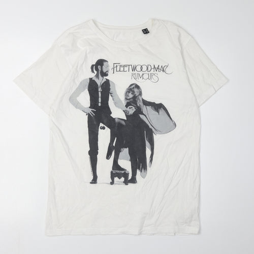 White Fleetwood Mac Band Themed Men's Medium T-Shirt