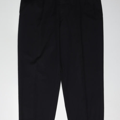 BHS Men's Black Wool Trousers, Size L, Formal Style