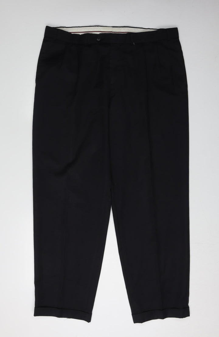 BHS Men's Black Wool Trousers, Size L, Formal Style