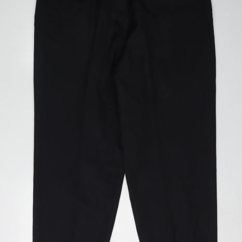 BHS Men's Black Wool Trousers, Size L, Formal Style