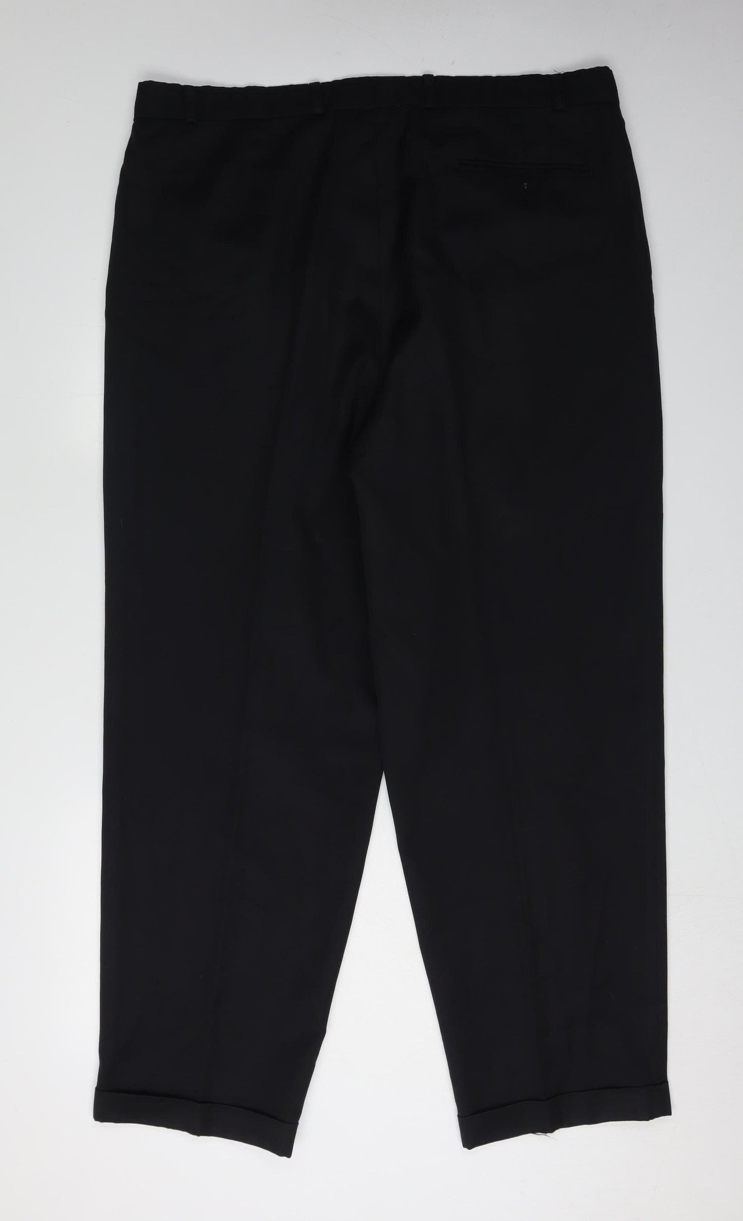 BHS Men's Black Wool Trousers, Size L, Formal Style