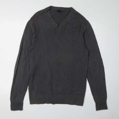 GAP Men's Grey Athletic Fit Long Sleeve Polo M