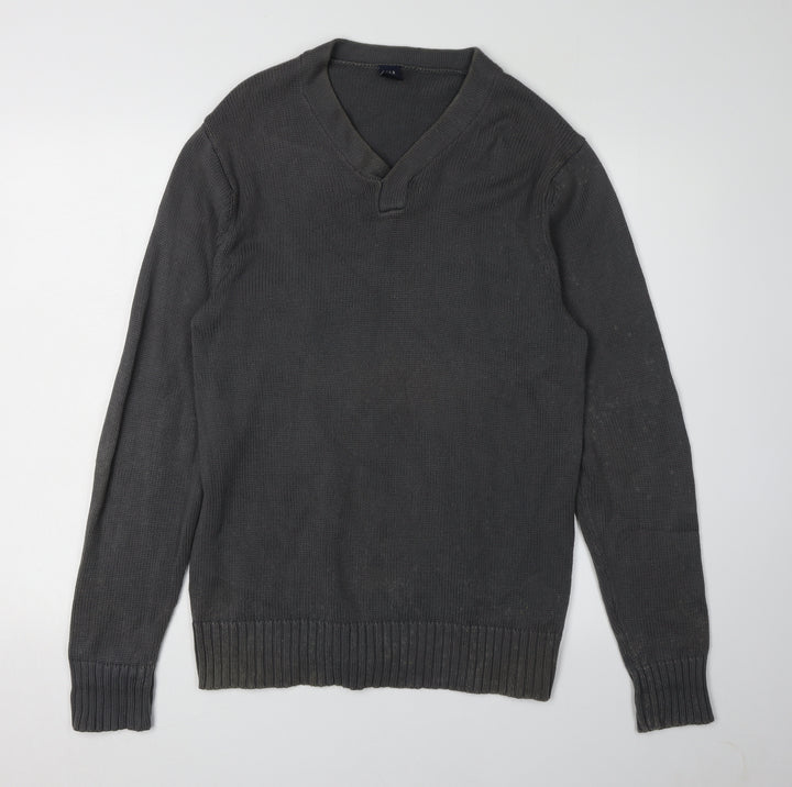 GAP Men's Grey Athletic Fit Long Sleeve Polo M