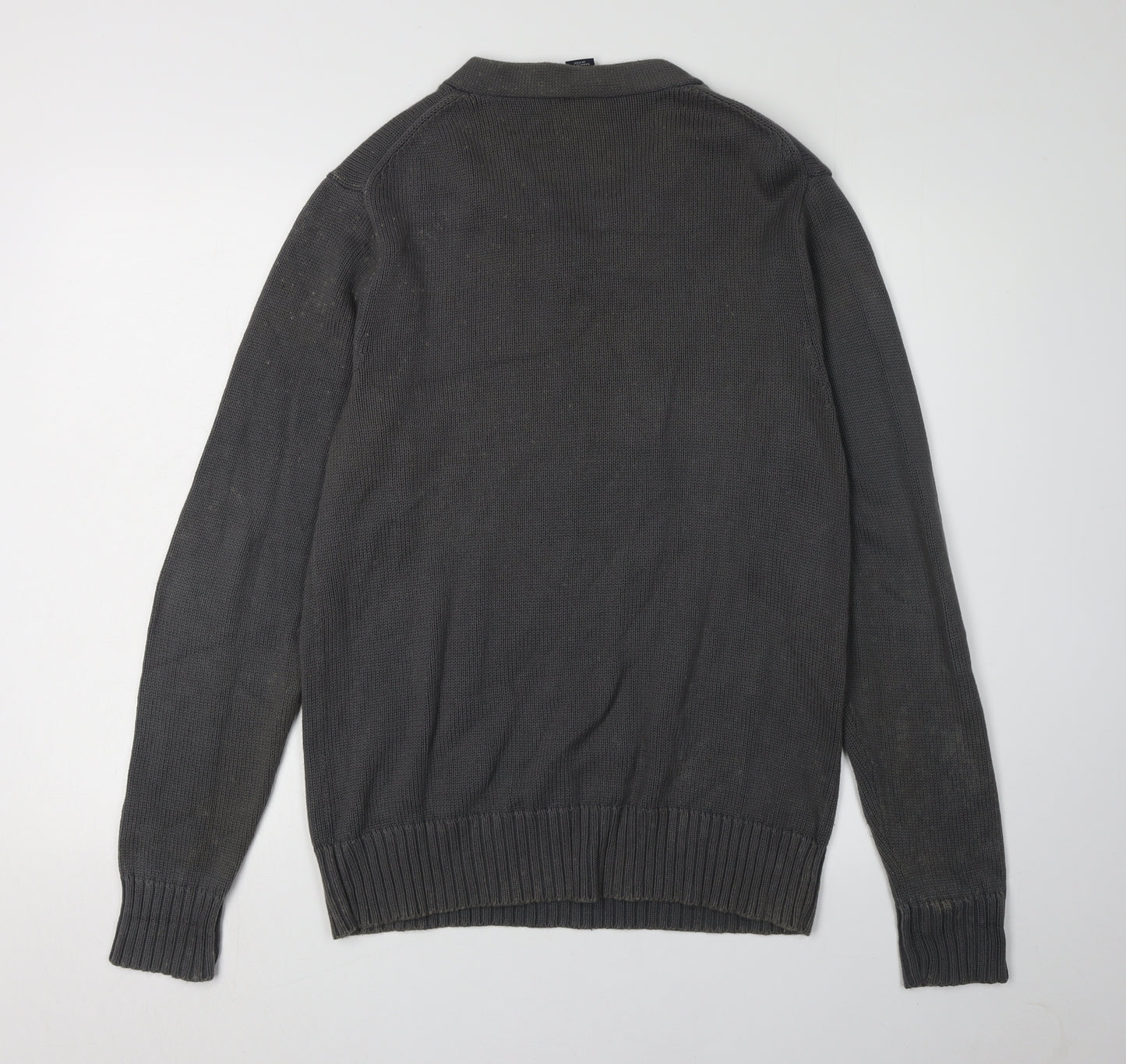 GAP Men's Grey Athletic Fit Long Sleeve Polo M