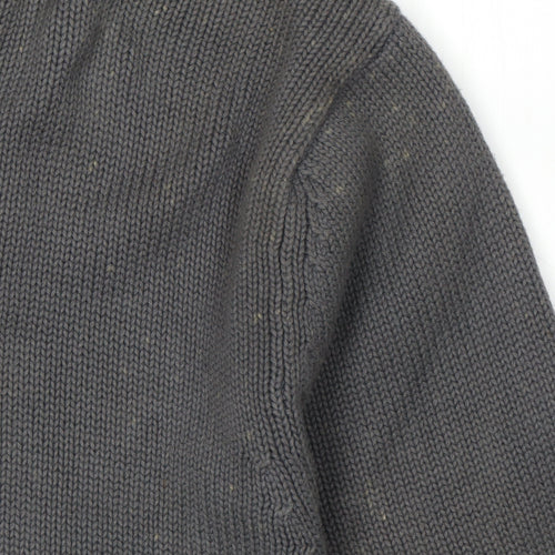 GAP Men's Grey Athletic Fit Long Sleeve Polo M