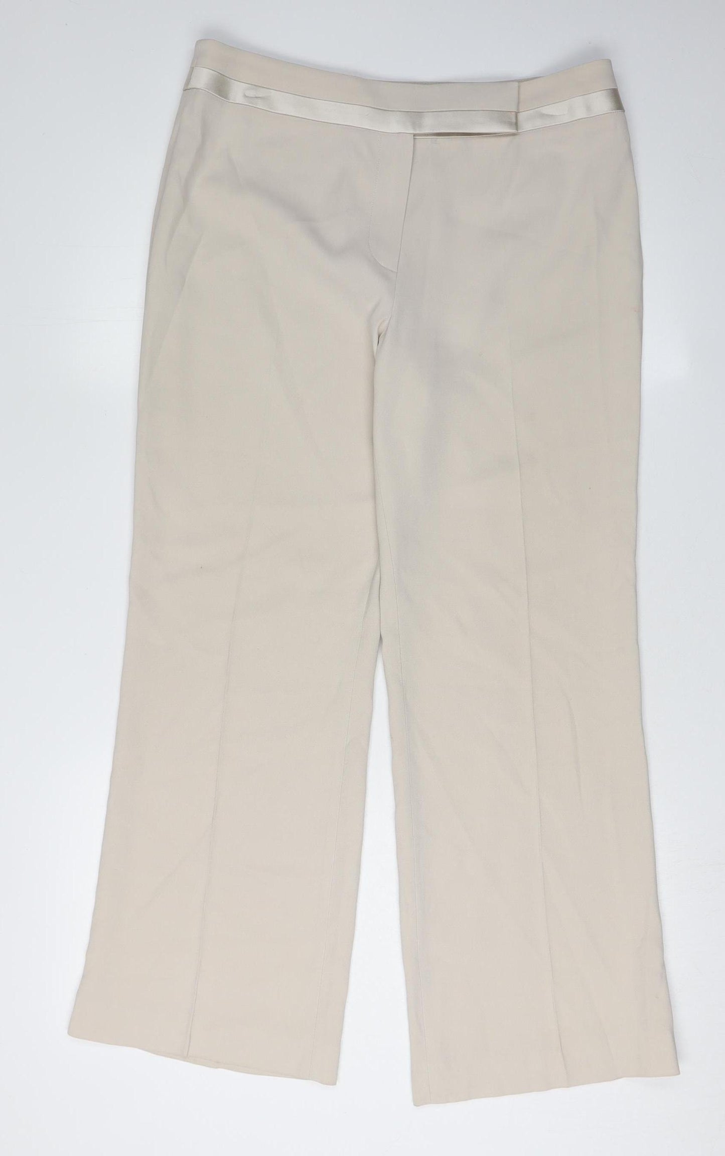 Coast Women's Beige Wide-Leg Trousers Size 12