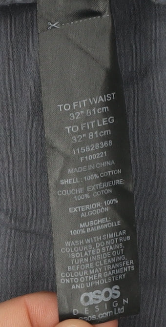 Asos Design Men's Grey Cargo Trousers Size 32