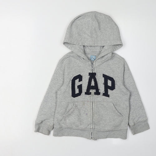 GAP Boys Grey Full Zip Hoodie, 4 Years, Cotton Blend