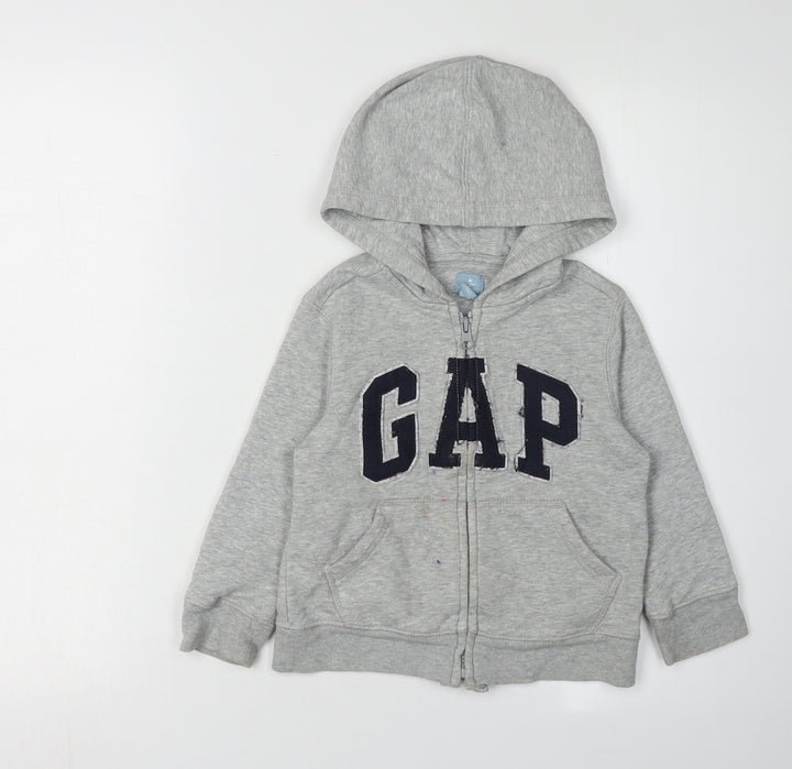 GAP Boys Grey Full Zip Hoodie, 4 Years, Cotton Blend