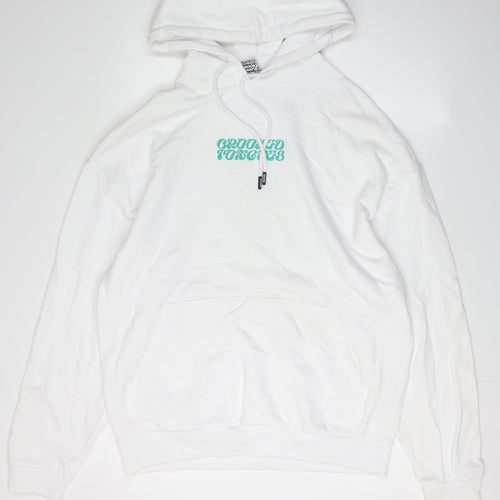 Crooked Tongues Men's White Hoodie M - Graphic Print, Hooded