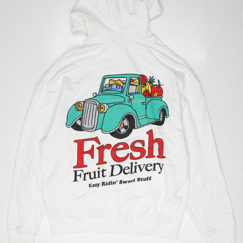 Crooked Tongues Men's White Hoodie M - Graphic Print, Hooded