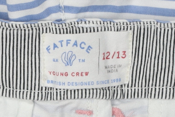 FatFace Girls Blue Chino Shorts, Size 12-13, Striped Pattern