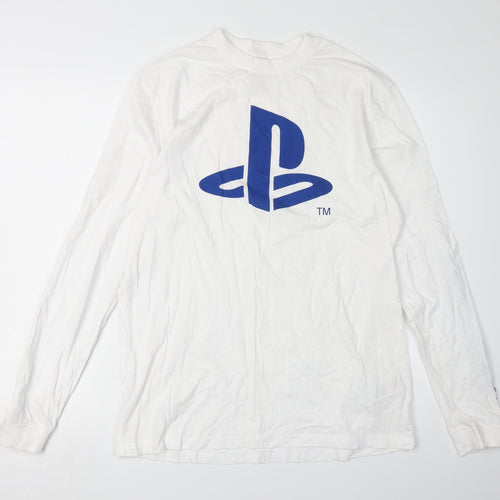 Difuzed Men's White PlayStation Long Sleeve T-Shirt M