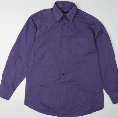 Next Men's Purple Button-Up Shirt, Size 15.5, Workwear