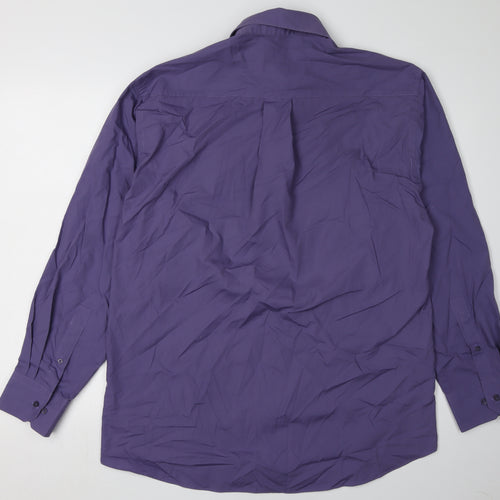 Next Men's Purple Button-Up Shirt, Size 15.5, Workwear