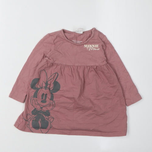 Disney Girls Pink Minnie Mouse Shift Dress 18 Months