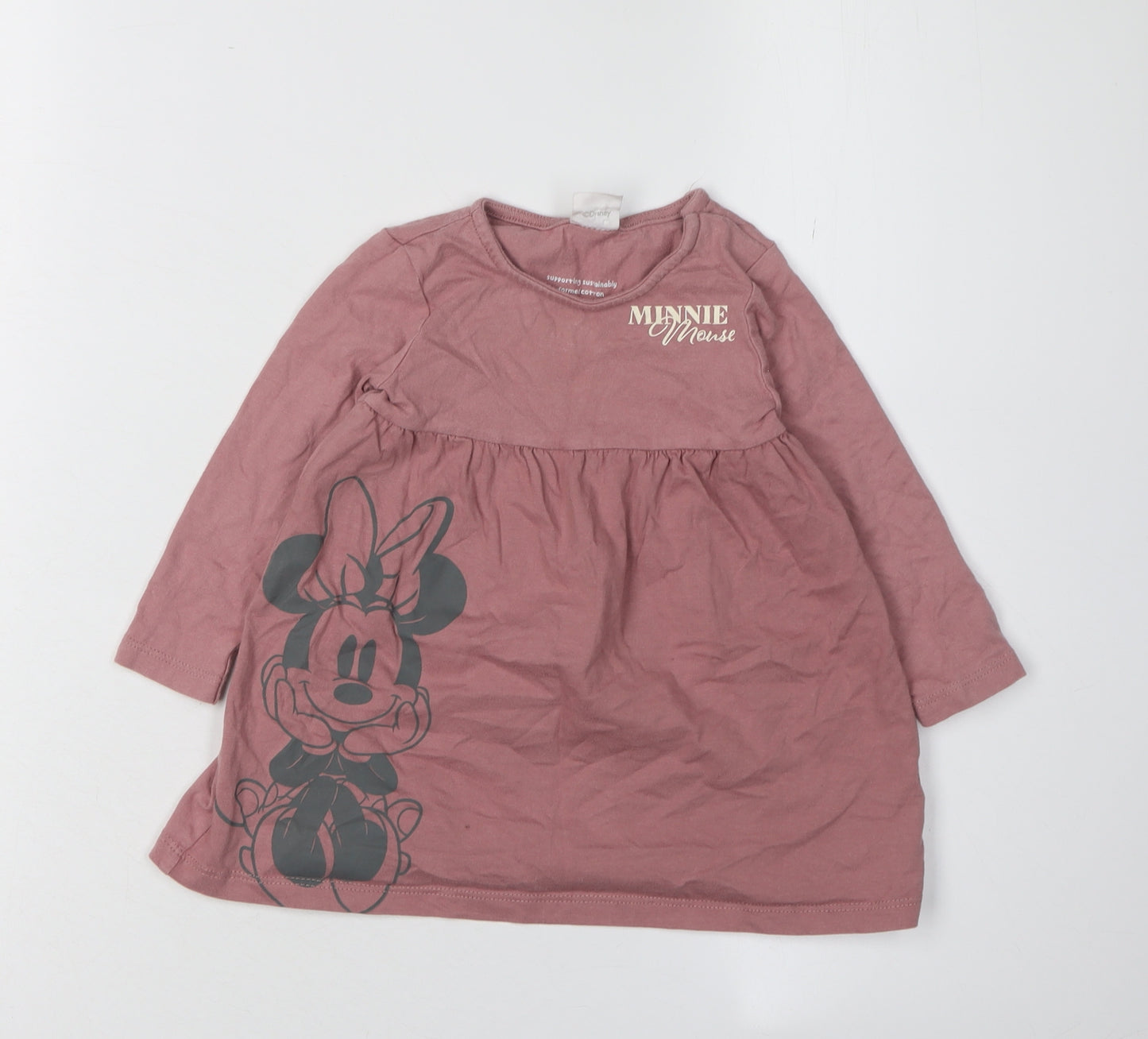 Disney Girls Pink Minnie Mouse Shift Dress 18 Months