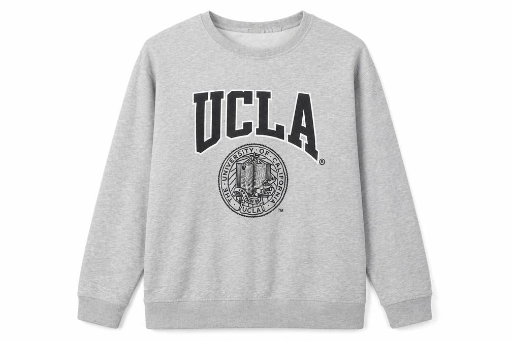 Front view of Women's Grey H&M UCLA Logo Maternity Pullover Sweatshirt, size 12