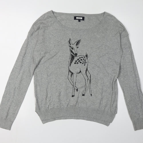 Next Women's Grey Deer Jumper UK 12 Casual