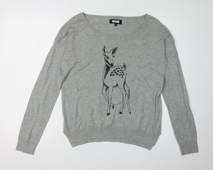 Next Women's Grey Deer Jumper UK 12 Casual