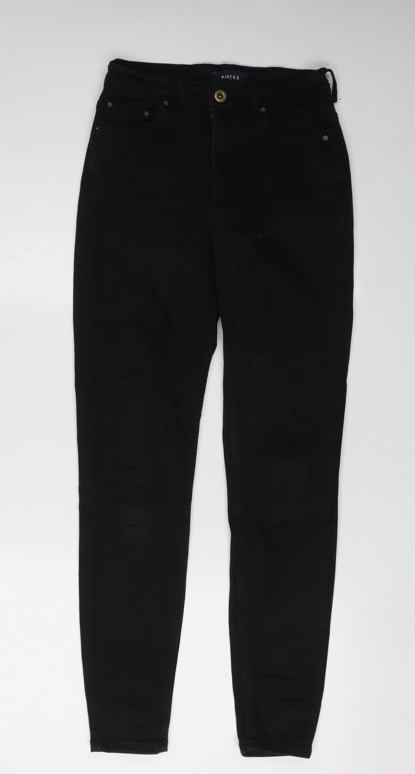 Pieces Women's Black Skinny Jeans, Size S, Dark Wash