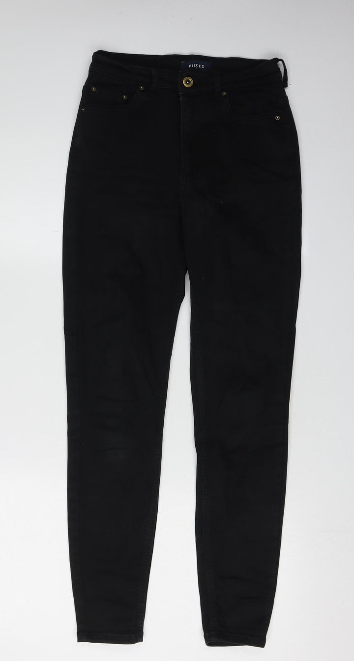 Pieces Women's Black Skinny Jeans, Size S, Dark Wash