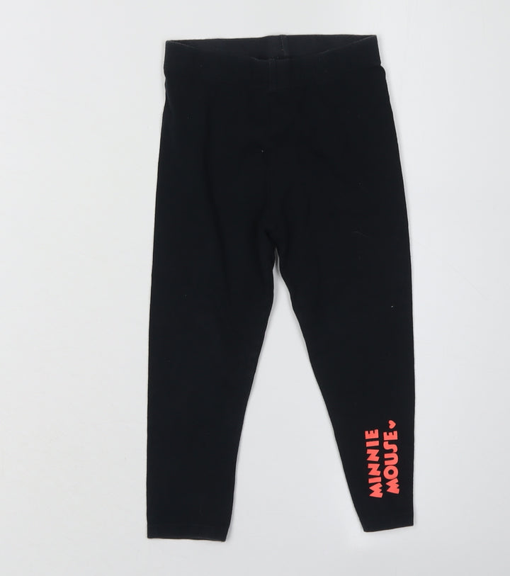 George Girls Black Minnie Mouse Leggings 2-3 Years