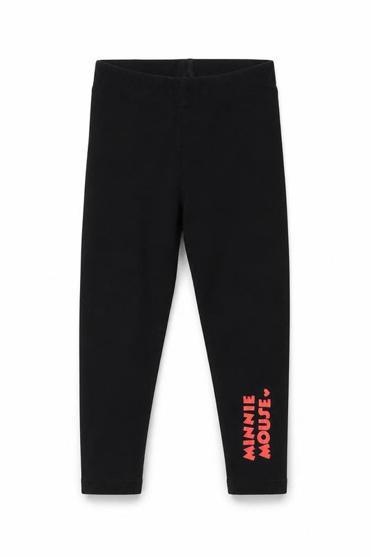 Front view of George girls’ black minnie mouse leggings 2-3 years