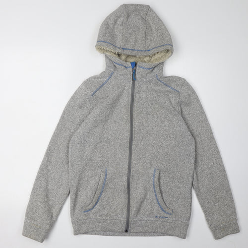 Decathlon Boys Grey Full Zip Hoodie Size 14 Winter Warm