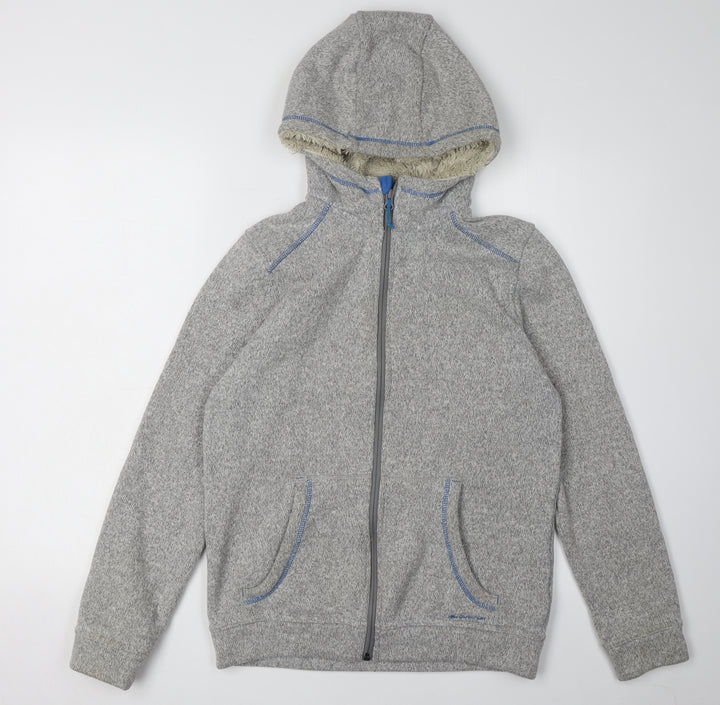 Decathlon Boys Grey Full Zip Hoodie Size 14 Winter Warm