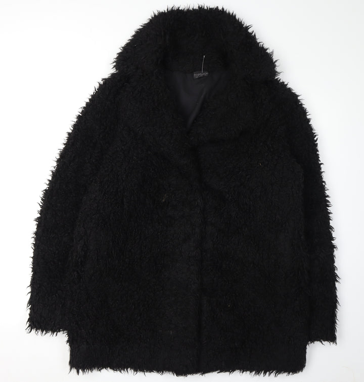 Topshop Women's Black Long Coat UK 16, Autumn/Winter Wear