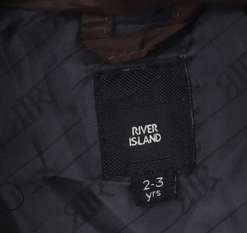 River Island Boys Brown Puffer Jacket, 2-3 Years, Hooded