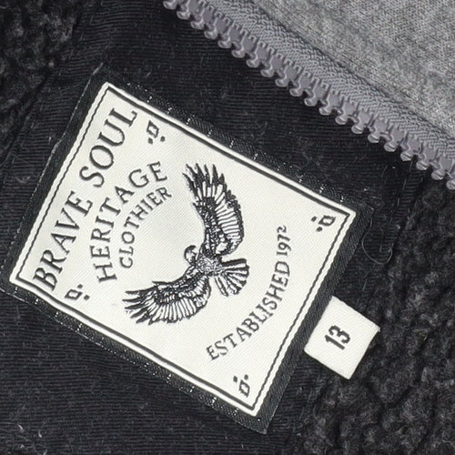 Brave Soul Boys Grey Full Zip Hoodie 13 Years - Fleece Warm