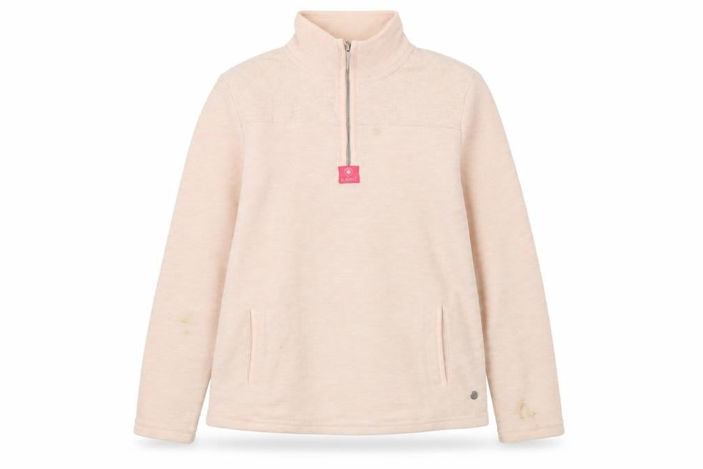 Front view of New England Women's Beige Pullover Sweatshirt, size 12
