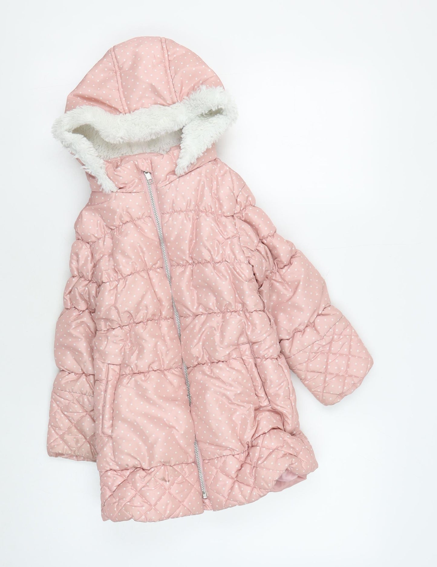 Bluezoo Girls Pink Polka Dot Puffer Jacket 5-6 Years