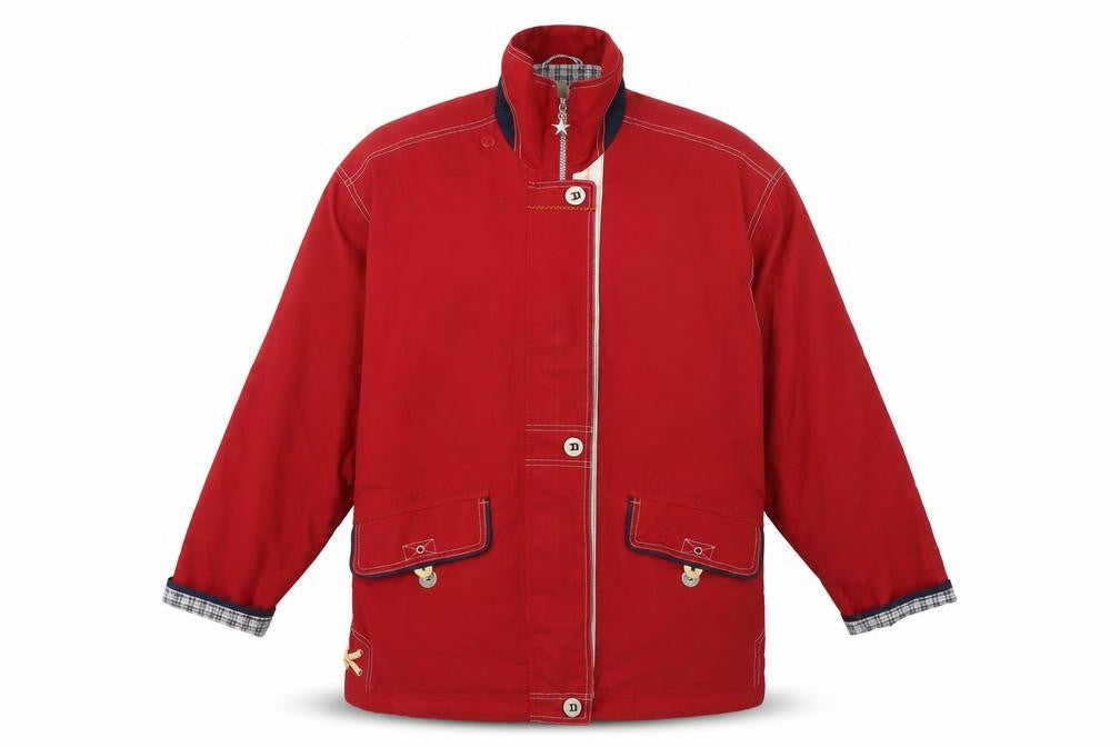 Front view of C&A women’s red basic jacket, size UK 36, mid-length