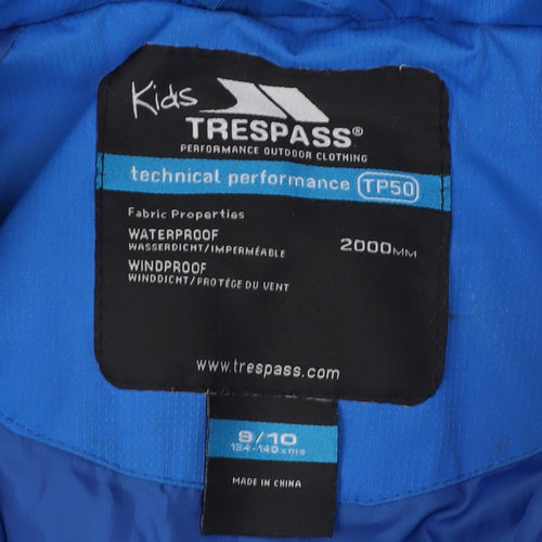 Trespass Boys Blue Puffer Jacket 9-10Y Winter Waterproof