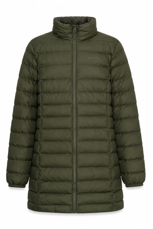 Front view of Mountain Warehouse Women's Green Puffer Jacket, size 10
