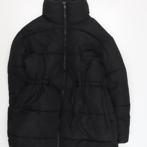 Monki Women’s Black Puffer Jacket 2XS Full Zip Casual