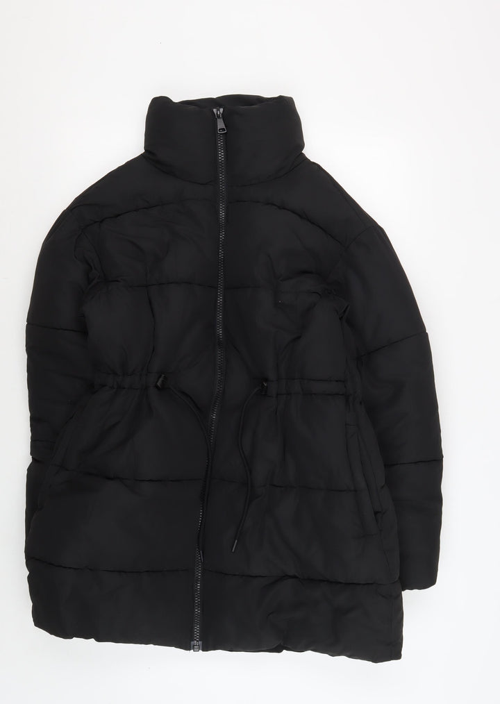 Monki Women’s Black Puffer Jacket 2XS Full Zip Casual