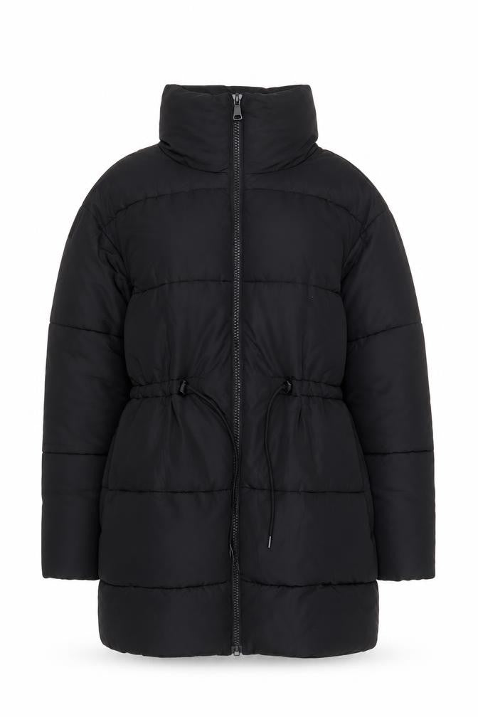 Front view of Monki Women’s Black Puffer Jacket 2XS Full Zip Casual