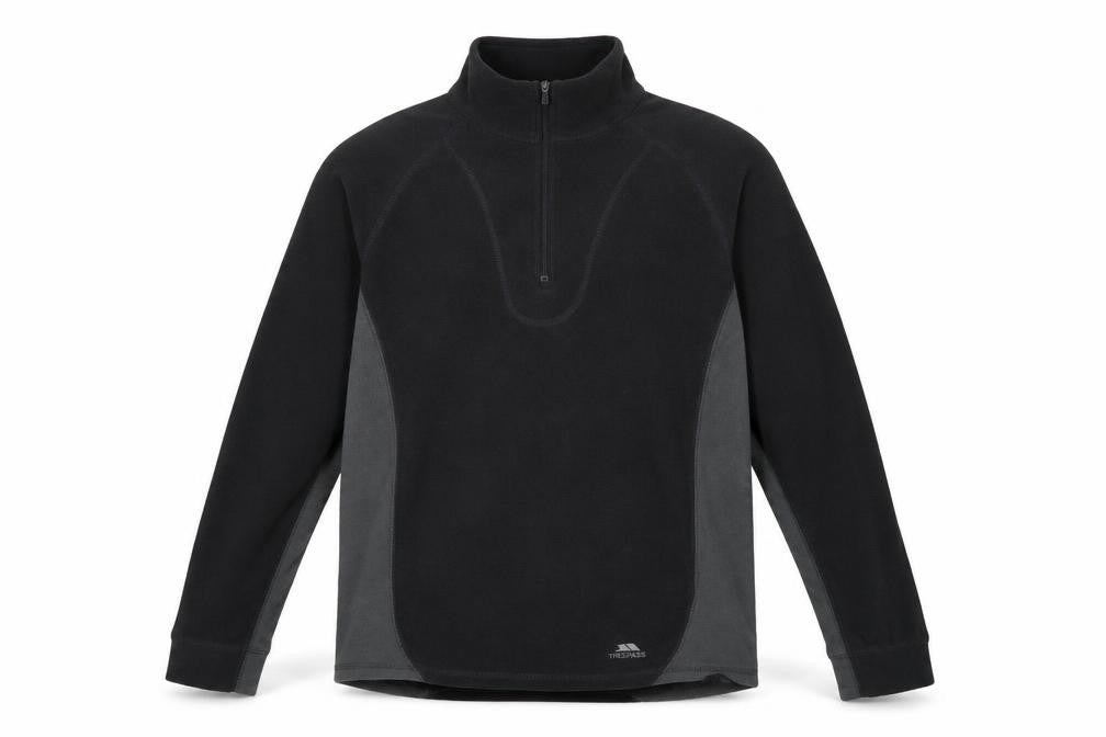 Front view of Trespass Men's Black Fleece Pullover, S, Lightweight